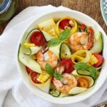 Zucchini Ribbon Salad with Roasted Corn, Shrimp and Citrus-Ginger Vinaigrette