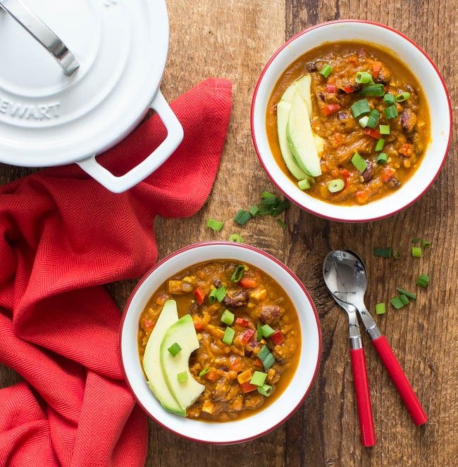 Slow Cooker Pumpkin Chicken Chili from Barrie Hill Farms.